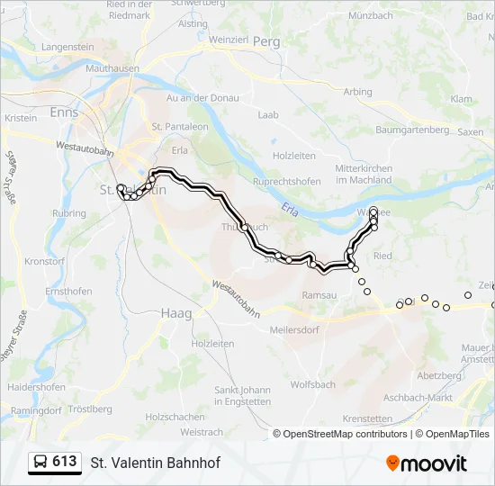 613 Bus Line Map