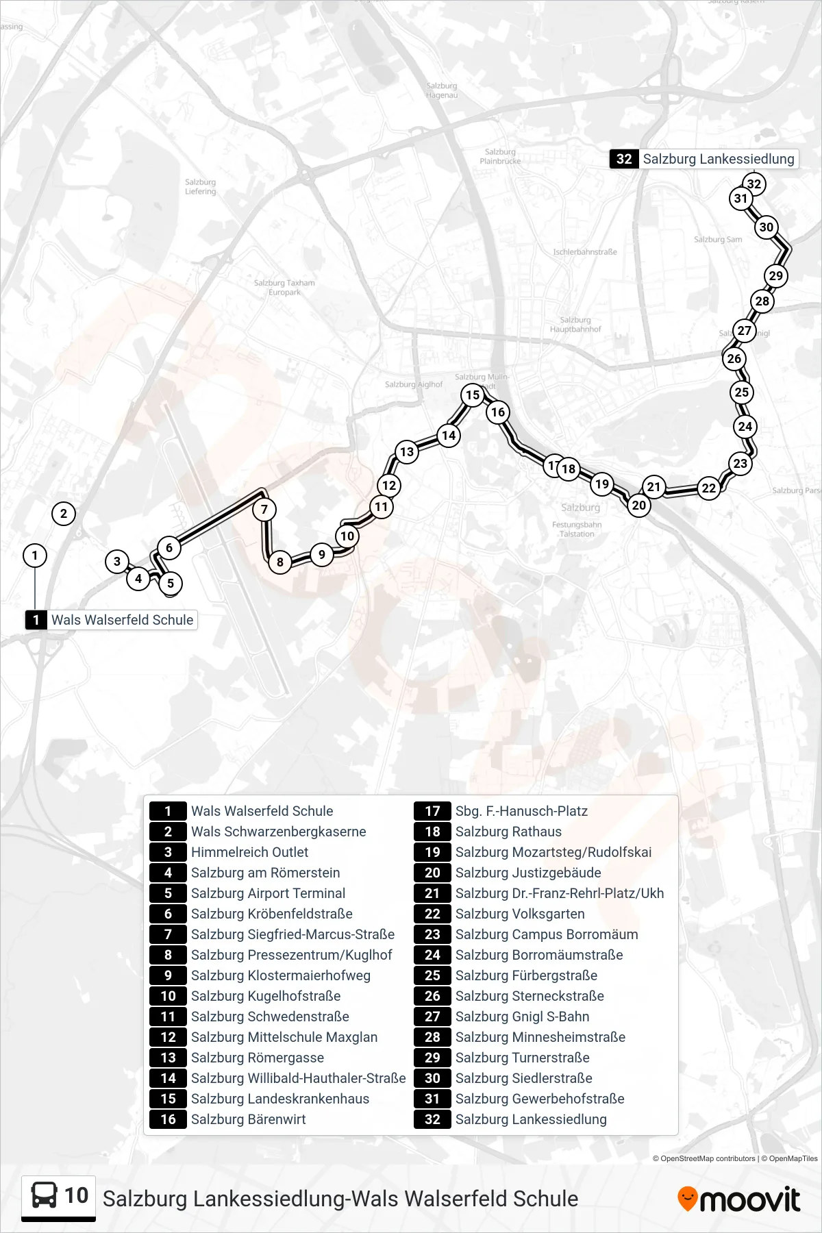 Linie 10 (Bus) Richtung Sam: Route und Haltestellen auf der Karte