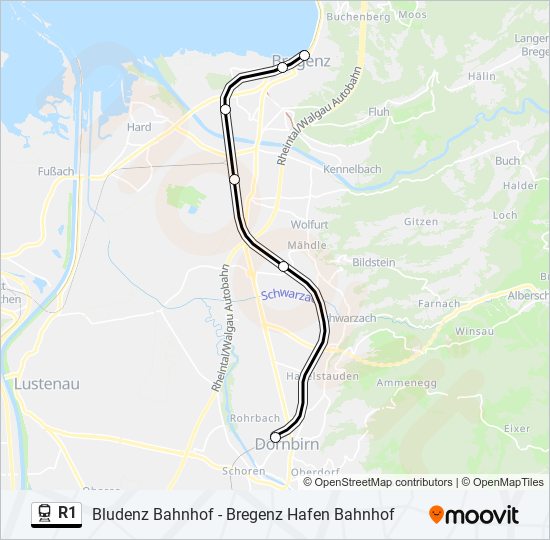 Bahnlinie R1 Karte