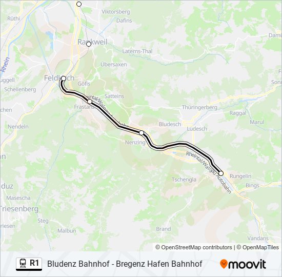 R1 train Line Map