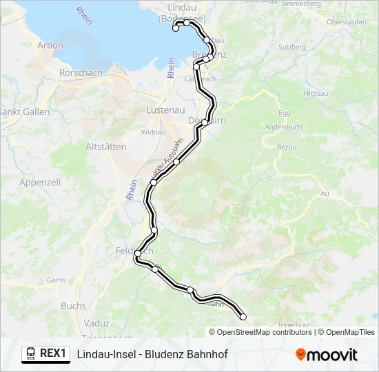 REX1 Train Line Map