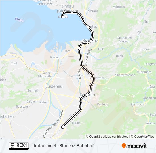 REX1 train Line Map