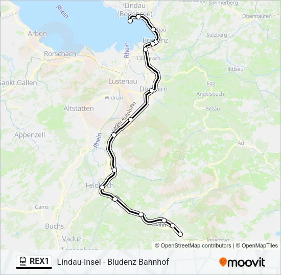 REX1 Train Line Map
