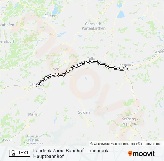 REX1 Train Line Map