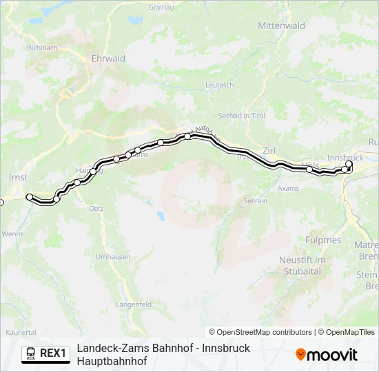 REX1 Train Line Map