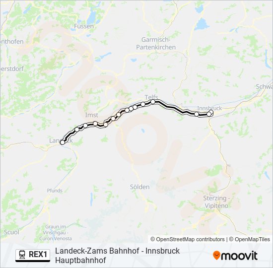 REX1 train Line Map