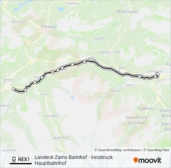 REX1 Train Line Map
