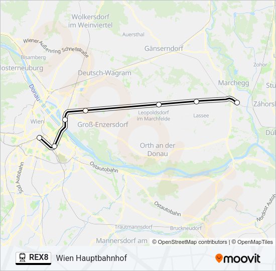 REX8 Train Line Map