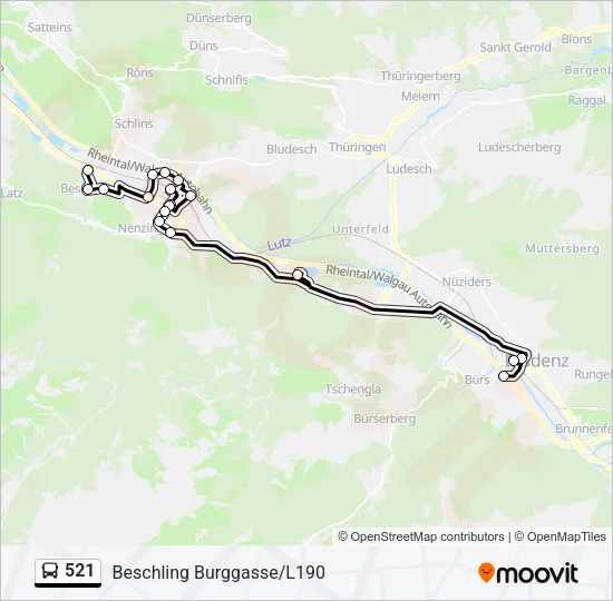 521 Bus Line Map