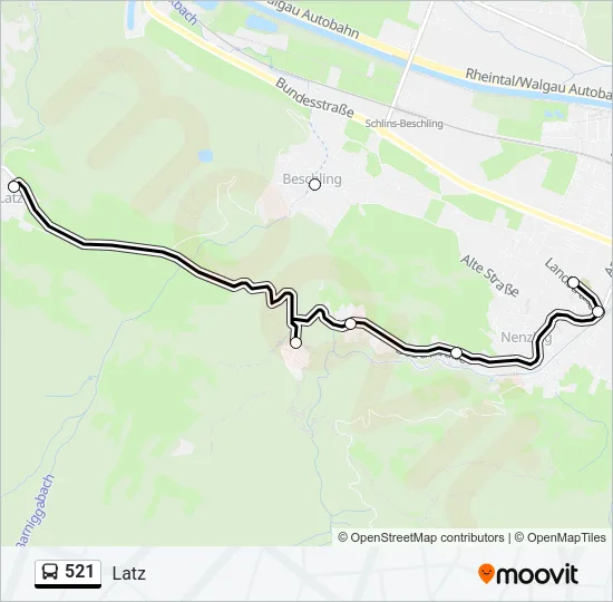 521 Bus Line Map