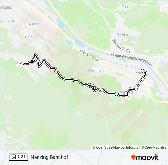 521 Bus Line Map