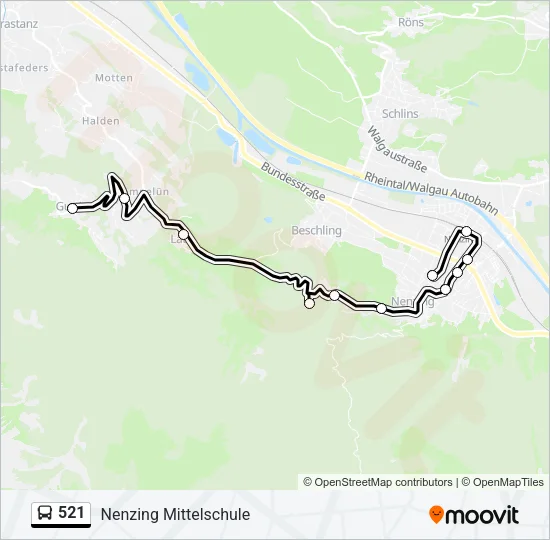 521 Bus Line Map