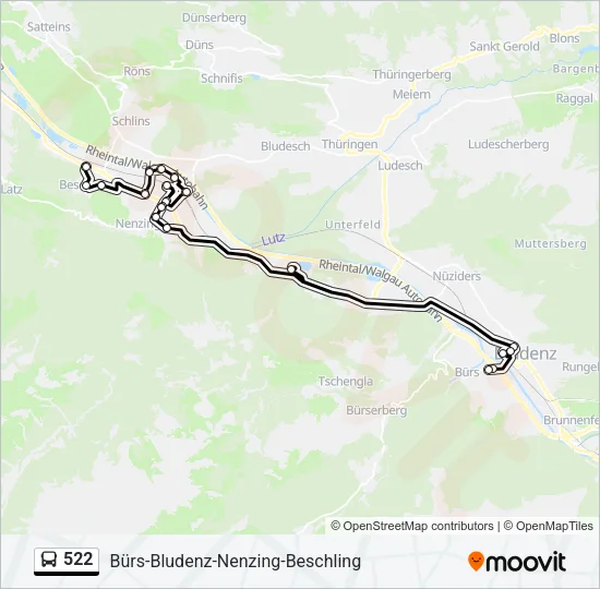 522 Bus Line Map