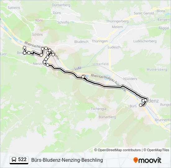 522 Bus Line Map