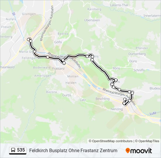 535 bus Line Map