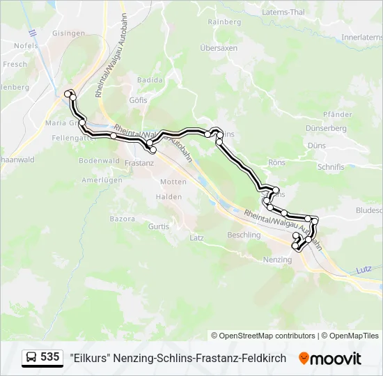 535 Bus Line Map
