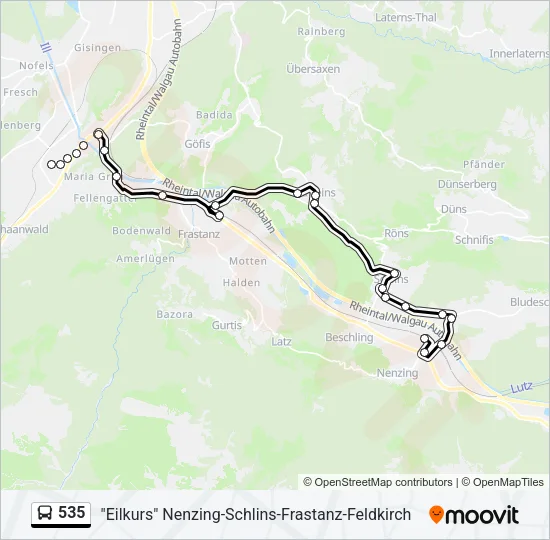 535 Bus Line Map