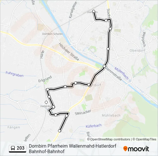 203 Bus Line Map