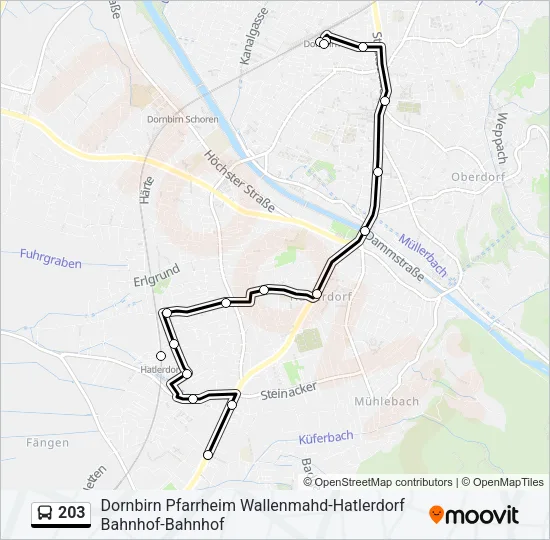 203 Bus Line Map