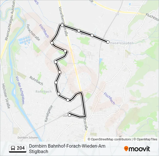 204 Bus Line Map
