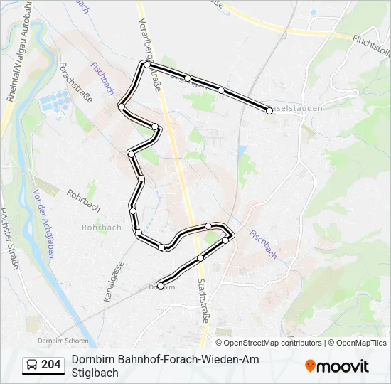 204 Bus Line Map