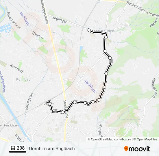 208 Bus Line Map