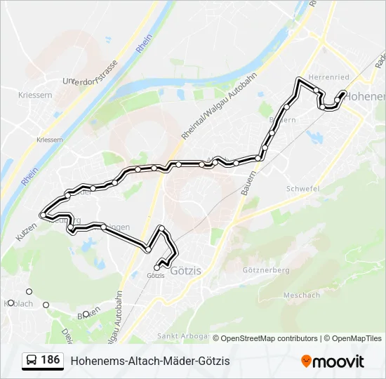 186 Bus Line Map