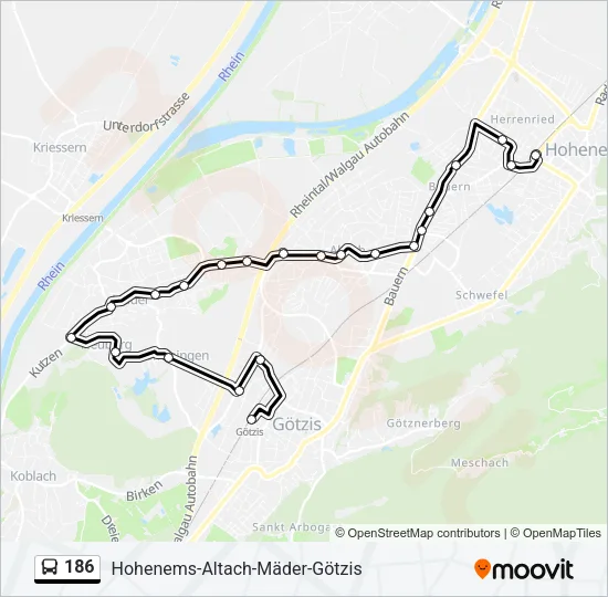 186 Bus Line Map