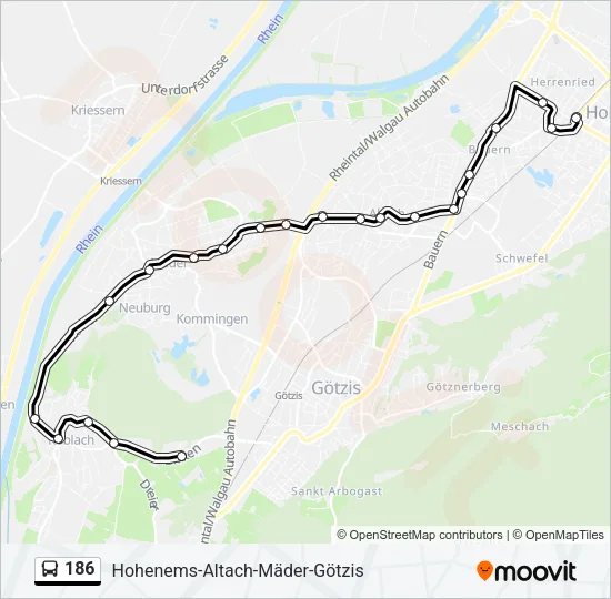 186 Bus Line Map