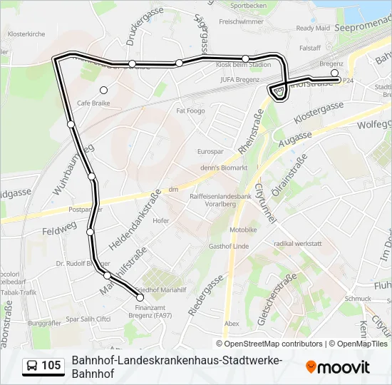 105 Bus Line Map