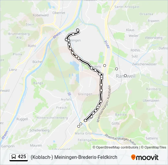 425 Bus Line Map