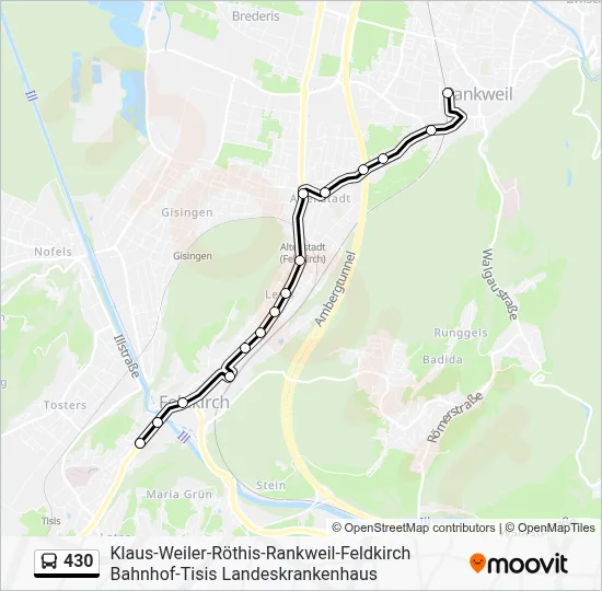 430 Route: Fahrpläne, Haltestellen & Karten - Feldkirch Schulzentrum ...