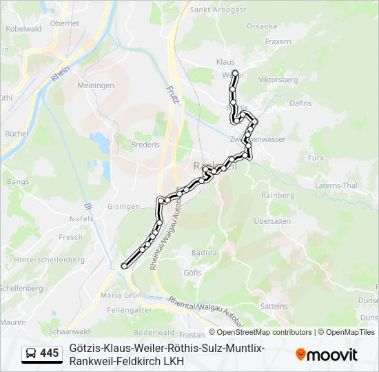 445 Bus Line Map