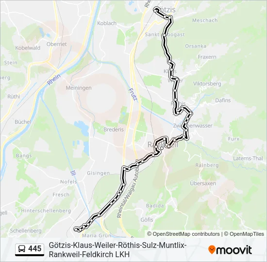 445 Bus Line Map