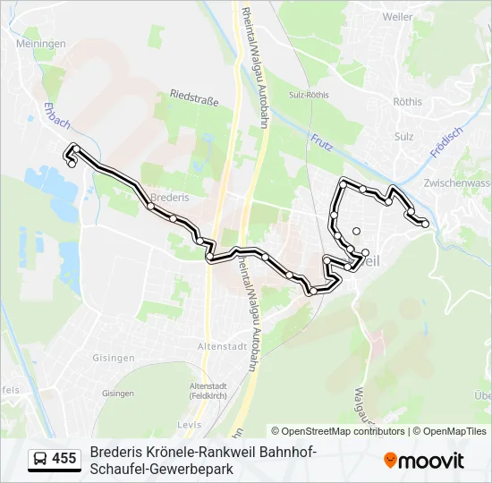 455 Bus Line Map