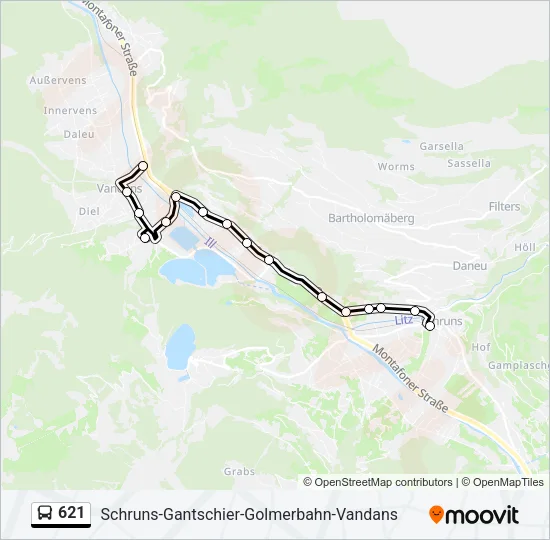 621 Bus Line Map