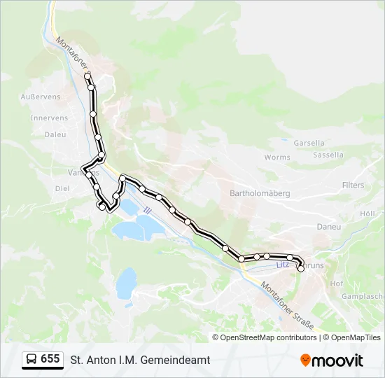 655 Bus Line Map