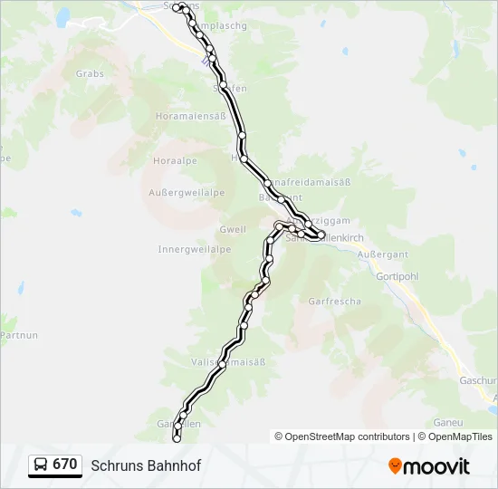 670 Bus Line Map