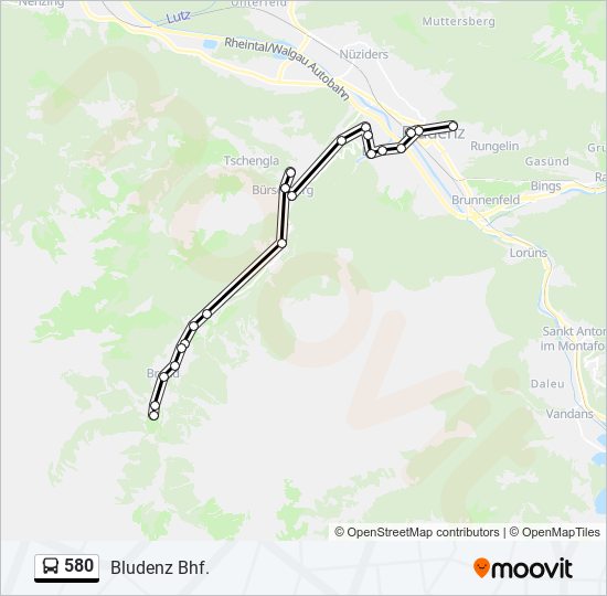 580 Route Schedules, Stops & Maps Bludenz Bhf. (Updated)