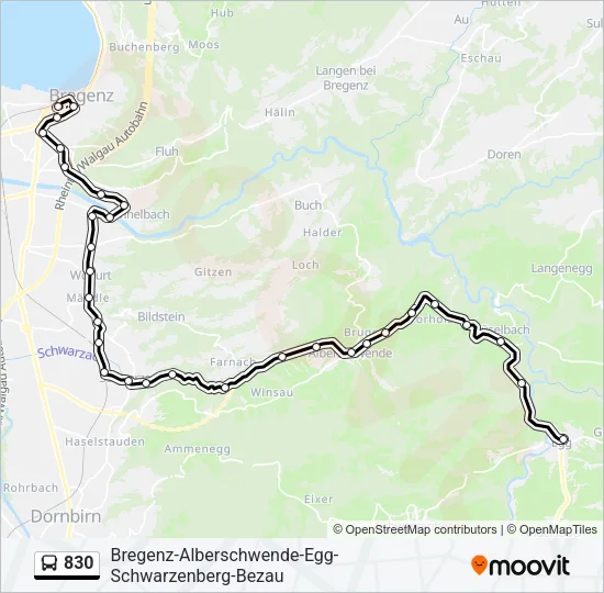 830 Bus Line Map