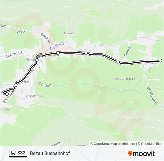 832 Bus Line Map