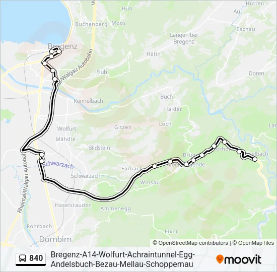840 Bus Line Map