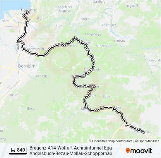 840 Bus Line Map