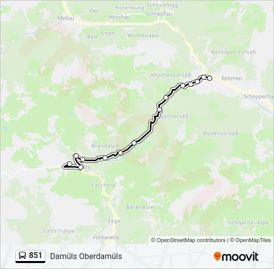 851 Bus Line Map