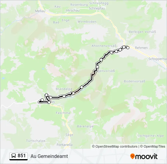 851 Bus Line Map