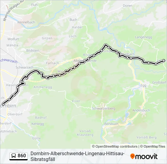 860 Bus Line Map