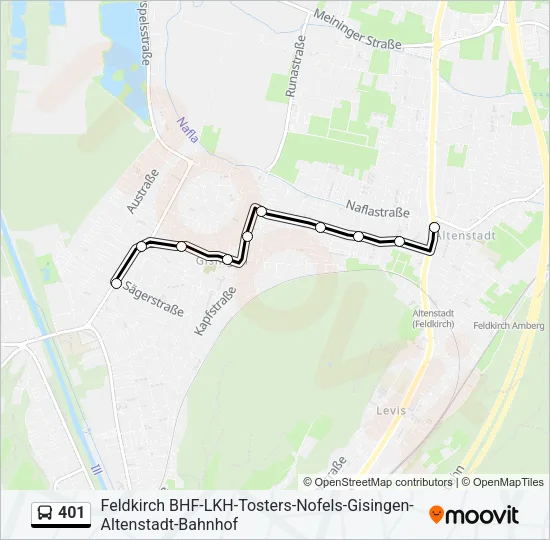401 Bus Line Map