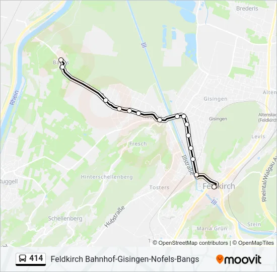 414 Bus Line Map