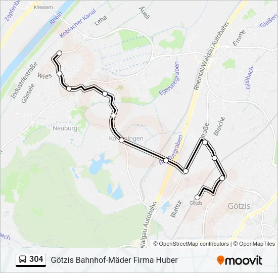 304 Bus Line Map
