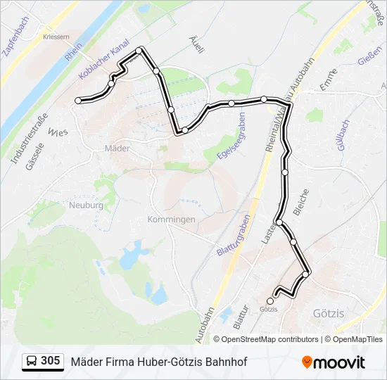 305 Bus Line Map